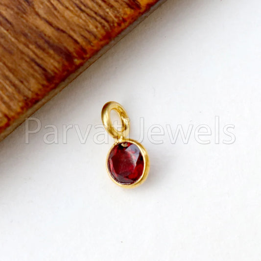 Natural Garnet Charm, 18k Solid Gold Charm, Natural Garnet Charm, Gold Charm, Charm Pendant, Charm Necklace, Handmade Gold Charm