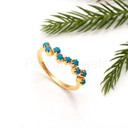 Exquisite Sleeping Beauty Turquoise Gold Ring, 14K Solid Gold Ring, Turquoise Gold Ring, Wedding Gift, Handmade Ring, Gift for her,