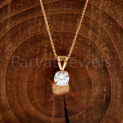 SOLITAIRE Moissanite Pendant Necklace, 18k Solid Gold Pendant,1CT Round Brilliant Cut Moaissanite Pendant/ Without Chain, Gift For Her, 6.5mm Moissanite Charm