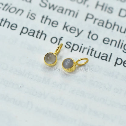 Natural Gray Moonstone Gemstone Solid 18k Gold Charm, Gold Charm, Moonstone Charm Pendant, Charm pendant, Handmade Charm Pendant, Gift For her Charm