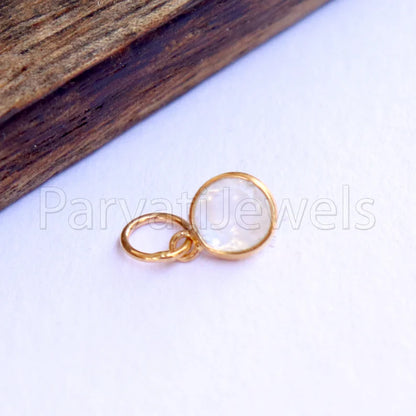 Rainbow Moonstone Charm, 18k Solid Gold Charm, Natural Moonstone Charm, Gold Charm, Charm Pendant, Charm Necklace, Handmade Gold Charm