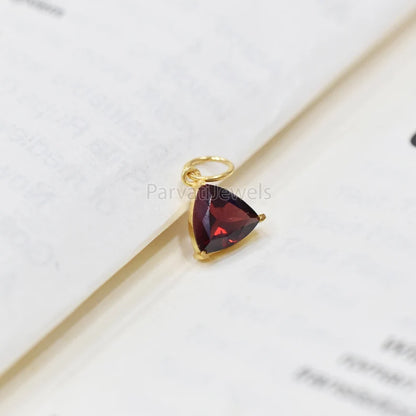 Natura Solid Gold Garnet Charm, 18k Solid Gold Charm, Prong Setting Jewelry, Gold Charm, Charm Pendant, Handmade Gold Charm, Gift for Her