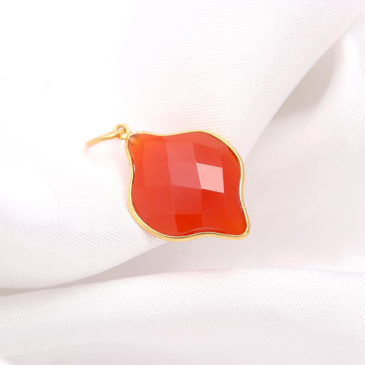 AA Natural Carnelian Charm, 18k Solid Gold Charm, Carnelian Charm, Gold Charm Pendant, Fancy Shape Charm, Handmade Gold Charm, Gift For Her,