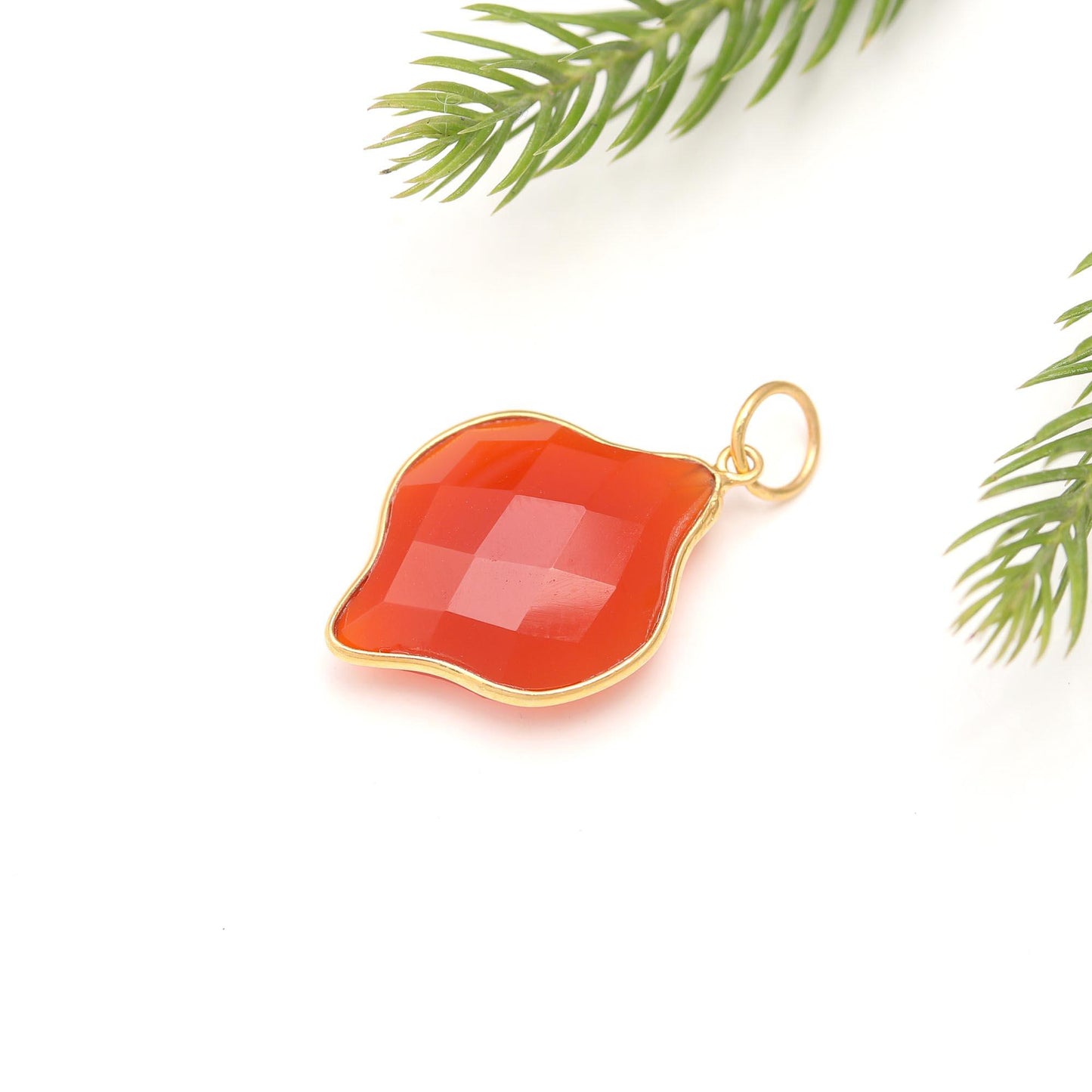 AA Natural Carnelian Charm, 18k Solid Gold Charm, Carnelian Charm, Gold Charm Pendant, Fancy Shape Charm, Handmade Gold Charm, Gift For Her,