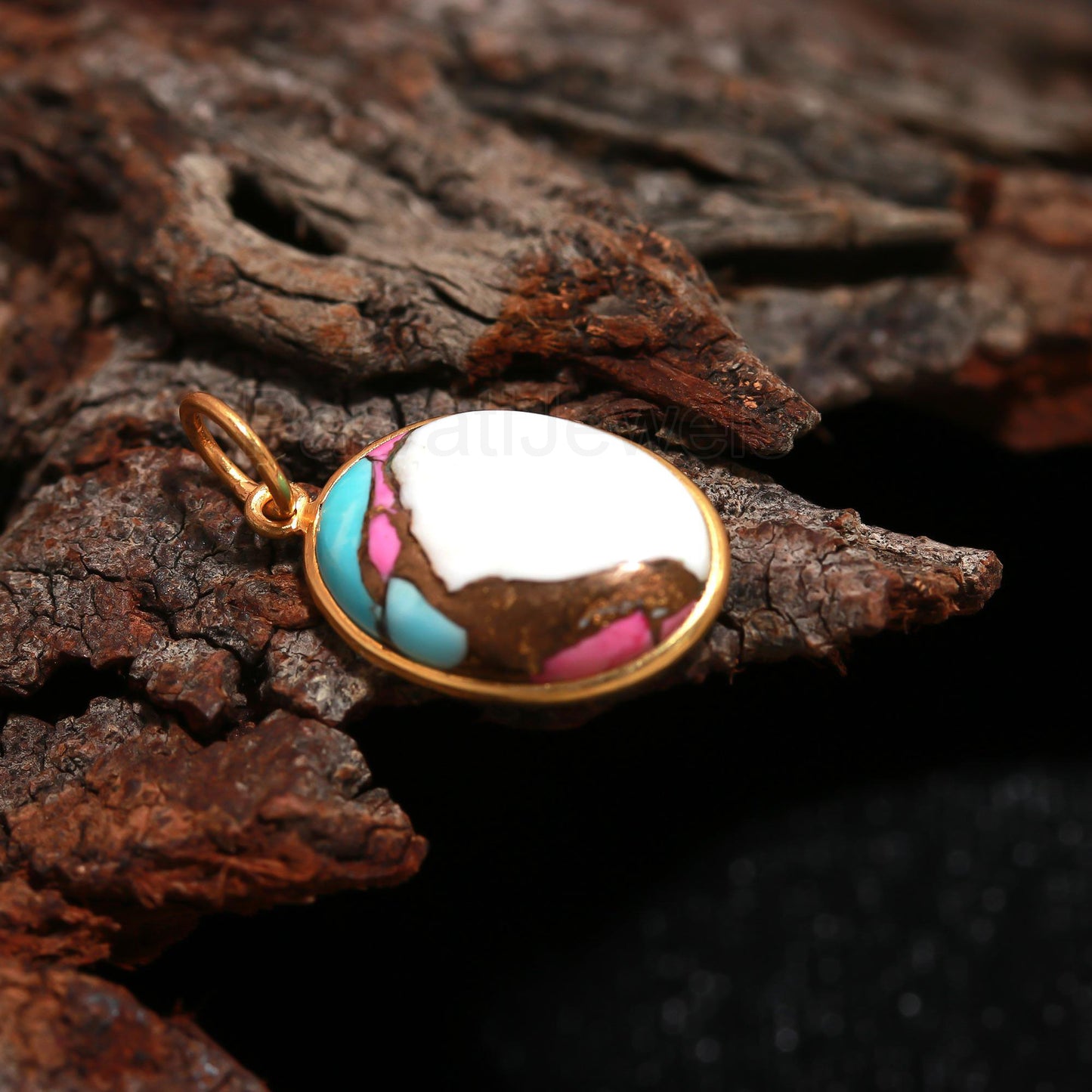 Cotton Candy Dahlia Charm, 18k Solid Gold Charm, Cotton Candy Gold Charm, Charm Necklace, Charm Pendant, Handmade Gold Charm, Gift for her