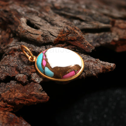 Cotton Candy Dahlia Charm, 18k Solid Gold Charm, Cotton Candy Gold Charm, Charm Necklace, Charm Pendant, Handmade Gold Charm, Gift for her