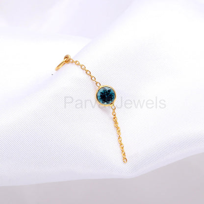 Natural London Blue Topaz Charm, 18k Solid Gold Charm, Gold Charm, Charm Pendant, Topaz Charm Necklace, Handmade Charm, Link Chain Charm