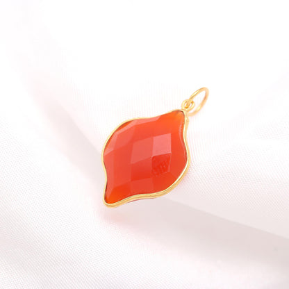 AA Natural Carnelian Charm, 18k Solid Gold Charm, Carnelian Charm, Gold Charm Pendant, Fancy Shape Charm, Handmade Gold Charm, Gift For Her,