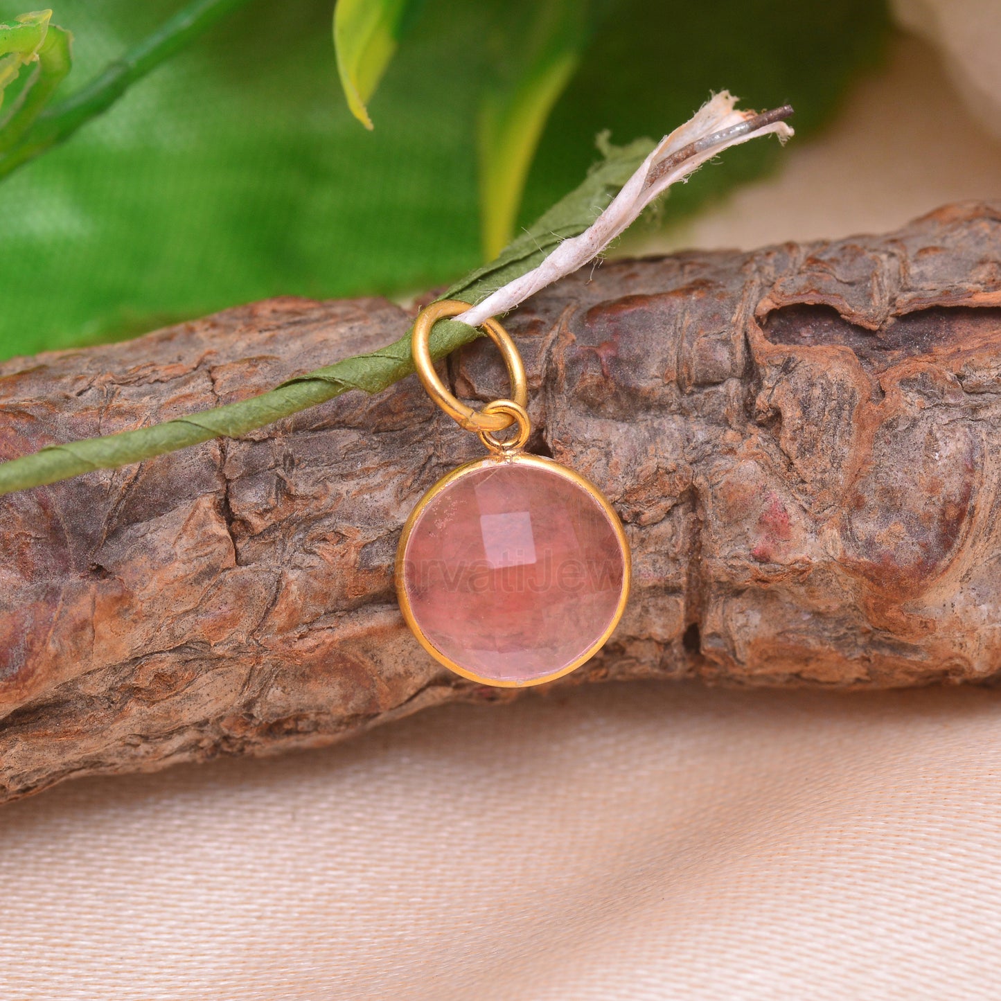 Natural Cherry Quartz Charm, 18k Solid Gold Charm, Cherry Quartz Charm, Solid Gold Charm, Quartz Pendant, Charm Necklace, Handmade Charms
