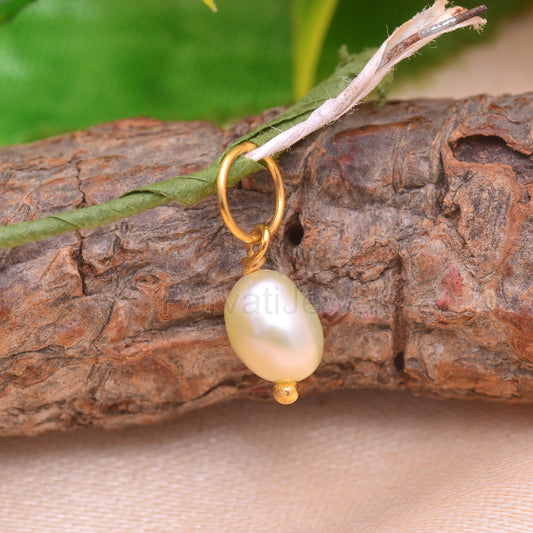 Natural Fresh Water Pearl Charm, 18k Solid Gold Charm Pendant, Pearl Charm Necklace, Pearl Charm Pendant, Handmade Gold Charm, Gift For Her