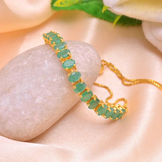 AA Emerald Tennis Gold Vermeil Bracelet, 4x6 Oval Bracelet, Solid 925 Silver Tennis Bracelet, May Birthstone Bracelet, Partywear Bracelet