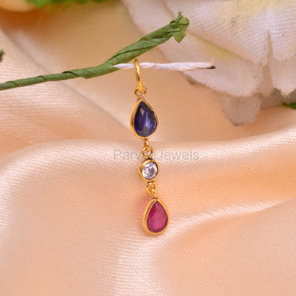 Natural Sapphire Moissanite Ruby Gemstone Charm, Solid 18K Gold Charm, Ruby Moissanite Cut Charm, Gift for her, PARVATI JEWELS, Solid 18k