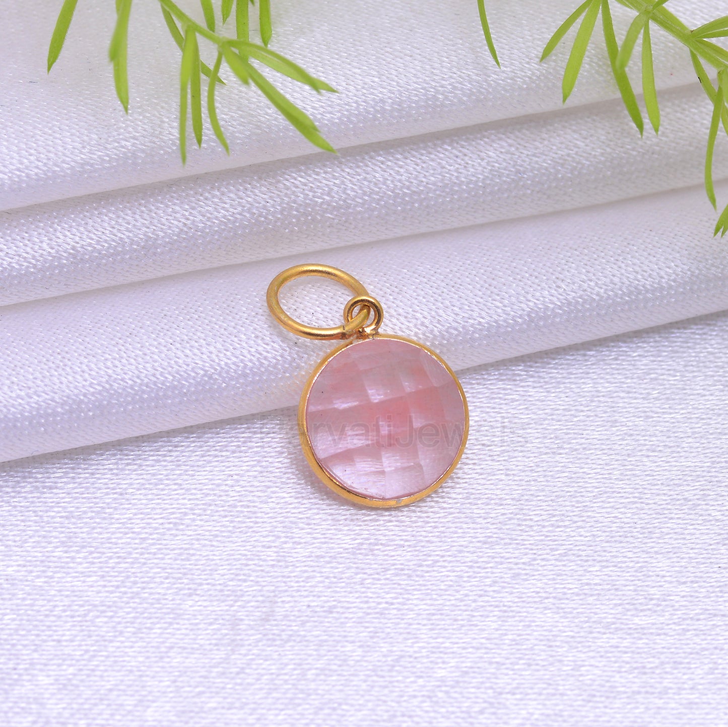 Natural Cherry Quartz Charm, 18k Solid Gold Charm, Cherry Quartz Charm, Solid Gold Charm, Quartz Pendant, Charm Necklace, Handmade Charms