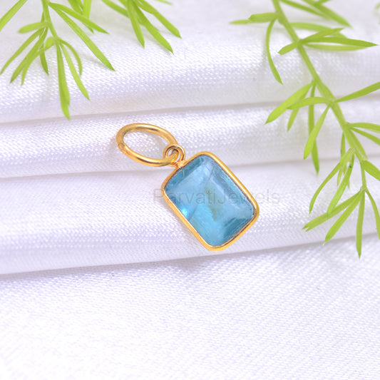 Natural Fluorite Charm, 18k Solid Gold Charm, Birthstone Charm Pendant, Handmade Gold Charm, Gold Charm Pendant, Minimalist Charm Pendant