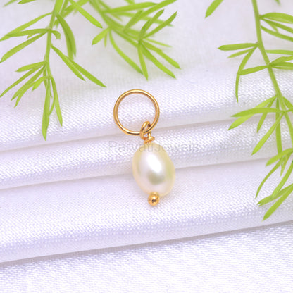 Natural Fresh Water Pearl Charm, 18k Solid Gold Charm Pendant, Pearl Charm Necklace, Pearl Charm Pendant, Handmade Gold Charm, Gift For Her