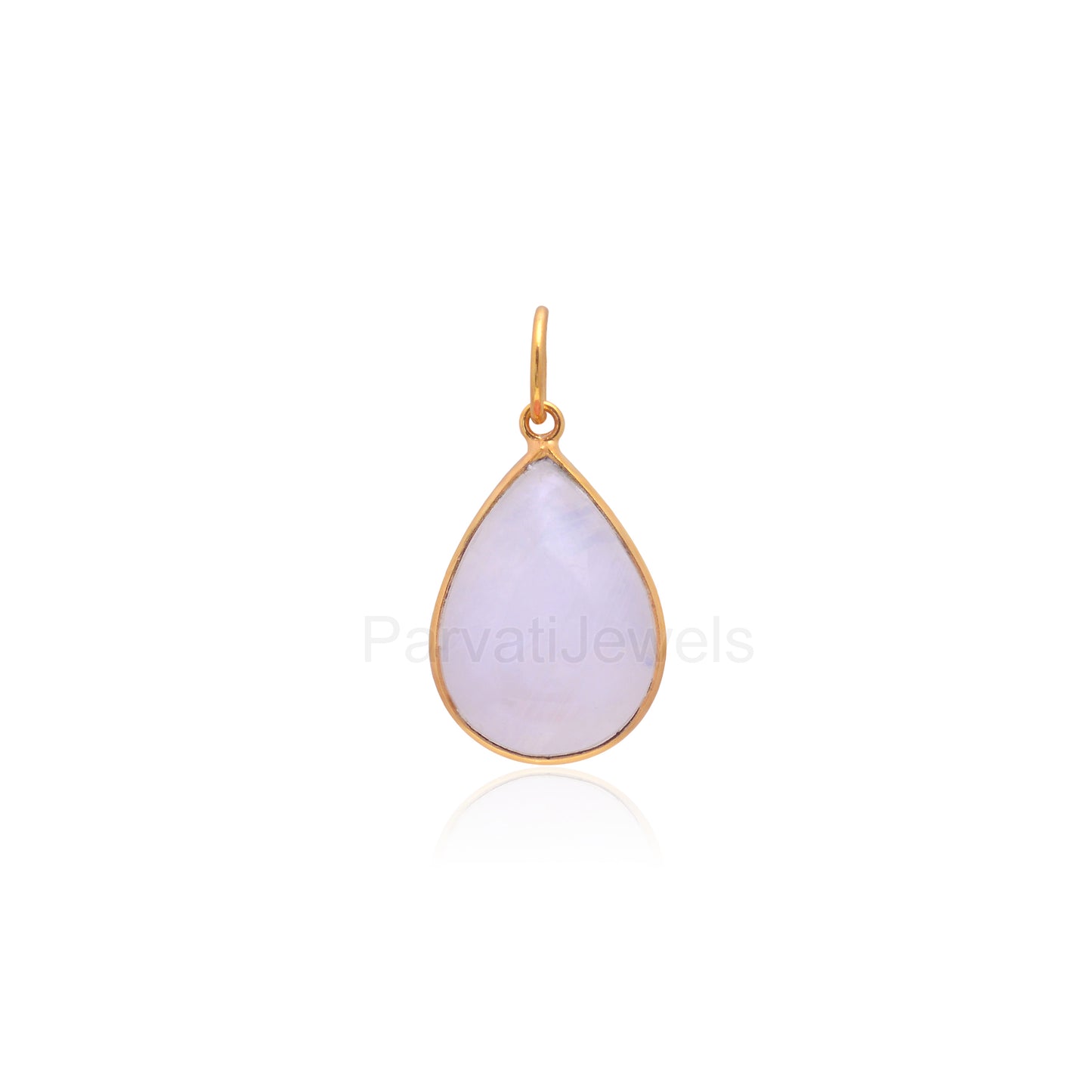 Natural Rainbow Moonstone Charm, 18k Solid Gold Charm, Moonstone Charm, Gold Charm Pendant, Handmade Charm, 7x10 & 8x12 Pear Charm Pendant