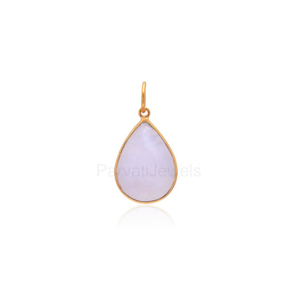 Natural Rainbow Moonstone Charm, 18k Solid Gold Charm, Moonstone Charm, Gold Charm Pendant, Handmade Charm, 7x10 & 8x12 Pear Charm Pendant