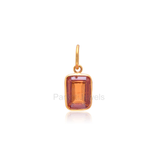 Natural Hessonite Garnet Charm, Solid 18k Gold Charm, Garnet Charm, January Birthstone Charm, Handmade Gold Charm, 4x6 & 5x7 Charm Pendant