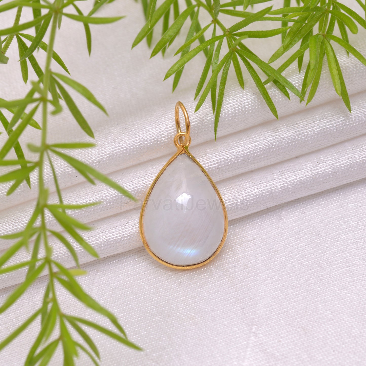 Natural Rainbow Moonstone Charm, 18k Solid Gold Charm, Moonstone Charm, Gold Charm Pendant, Handmade Charm, 7x10 & 8x12 Pear Charm Pendant