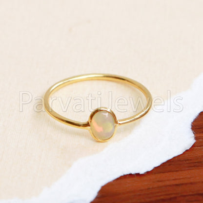 Natural Ethiopian Opal Ring, Ethiopian Opal Gold Ring, 18k Solid Gold Ring, Handmade Gold Ring, Engagement Ring, Wedding Ring, Gift for Her