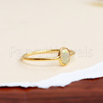 Natural Ethiopian Opal Ring, Ethiopian Opal Gold Ring, 18k Solid Gold Ring, Handmade Gold Ring, Engagement Ring, Wedding Ring, Gift for Her