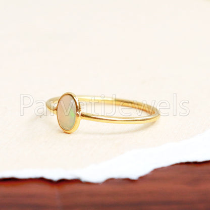 Natural Ethiopian Opal Ring, Ethiopian Opal Gold Ring, 18k Solid Gold Ring, Handmade Gold Ring, Engagement Ring, Wedding Ring, Gift for Her