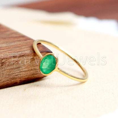 Natural Emerald Ring, Emerald Gold Ring, 18k Solid Gold Ring, Handmade Gold Ring, Emerald Engagement Ring, Wedding Ring, Gift for Her