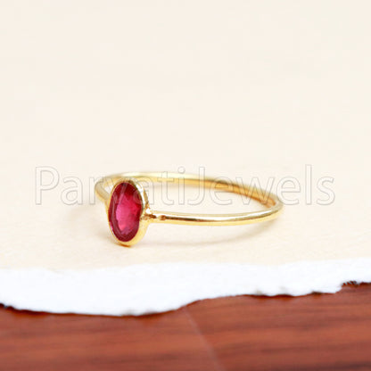 Natural Ruby Ring, Ruby Gold Ring, 18k Solid Gold Ruby Ring, Handmade Gold Ring, Ruby Engagement Ring, Wedding Ruby Ring, Gift for Her