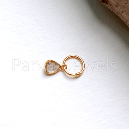 Diamond Polki Charm, Rare EP Rose Cut Diamond 18 k Gold Charm, Solid 18 Carat Gold, English Polki Charms, NATURAL Rose Cut Diamond.