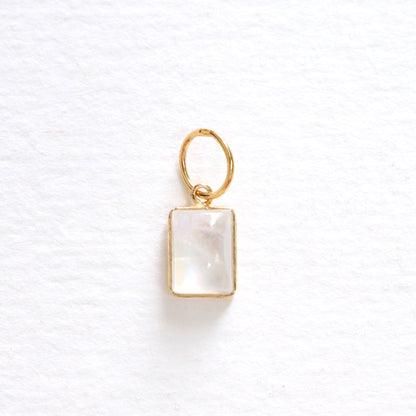 Rainbow Moonstone Charm, 18k Solid Gold Charm, Natural Moonstone Charm, Gold Charm, Charm Pendant, Charm Necklace, Handmade Gold Charm