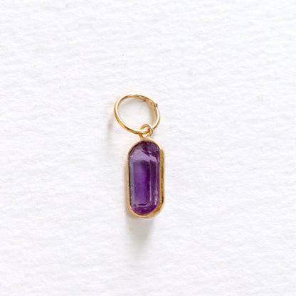 Amethyst Charm, 18k Solid Gold Charm, Natural Amethyst Charm, Gold Charm, Charm Pendant, Charm Necklace, Handmade Gold Charm, Gfit for Her