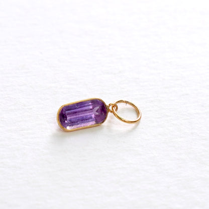 Amethyst Charm, 18k Solid Gold Charm, Natural Amethyst Charm, Gold Charm, Charm Pendant, Charm Necklace, Handmade Gold Charm, Gfit for Her