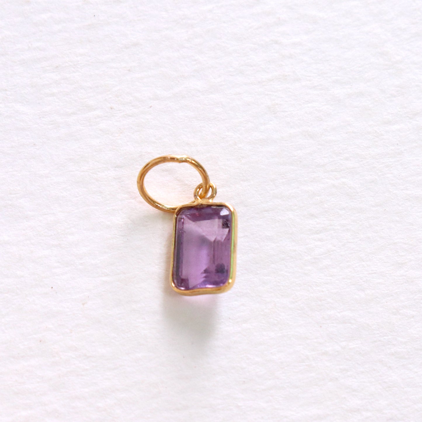 Amethyst Charm, 18k Solid Gold Charm, Natural Amethyst Charm, Gold Charm, Charm Pendant, Charm Necklace, Handmade Gold Charm, Gfit for Her