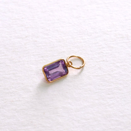 Amethyst Charm, 18k Solid Gold Charm, Natural Amethyst Charm, Gold Charm, Charm Pendant, Charm Necklace, Handmade Gold Charm, Gfit for Her