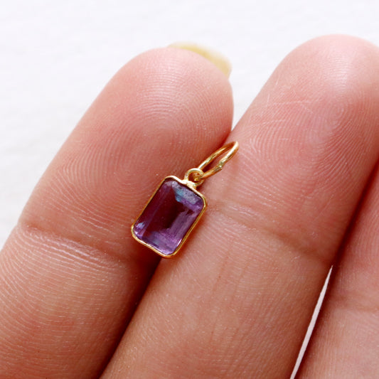 Amethyst Charm, 18k Solid Gold Charm, Natural Amethyst Charm, Gold Charm, Charm Pendant, Charm Necklace, Handmade Gold Charm, Gfit for Her