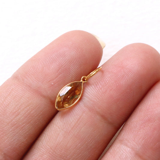 Citrine Charm, 18k Solid Gold Charm, Natural Citrine Charm, Gold Charm, Charm Pendant, Charm Necklace, Handmade Gold Charm