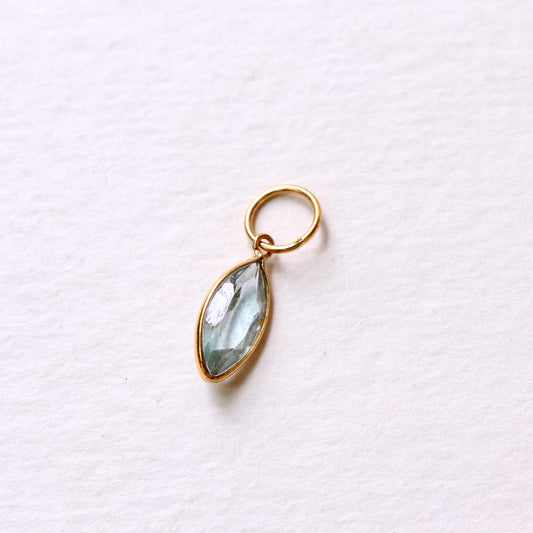 Blue Topaz Charm, 18k Solid Gold Charm, Natural Blue Topaz Charm, Gold Charm, Charm Pendant, Charm Necklace, Handmade Gold Charm