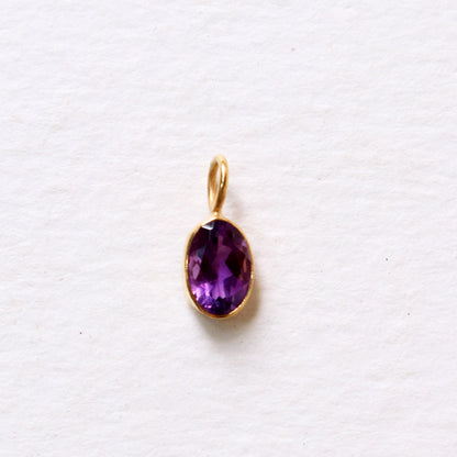 Amethyst Charm, 18k Solid Gold Charm, Natural Amethyst Charm, Gold Charm, Charm Pendant, Charm Necklace, Handmade Gold Charm, Gfit for Her
