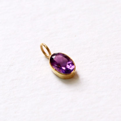 Amethyst Charm, 18k Solid Gold Charm, Natural Amethyst Charm, Gold Charm, Charm Pendant, Charm Necklace, Handmade Gold Charm, Gfit for Her