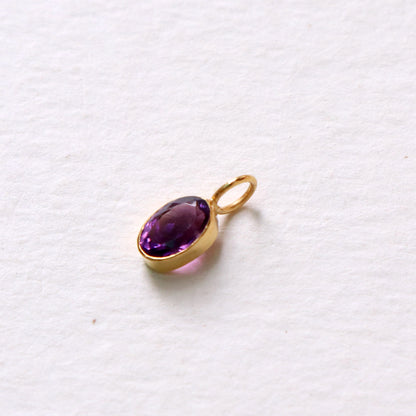 Amethyst Charm, 18k Solid Gold Charm, Natural Amethyst Charm, Gold Charm, Charm Pendant, Charm Necklace, Handmade Gold Charm, Gfit for Her
