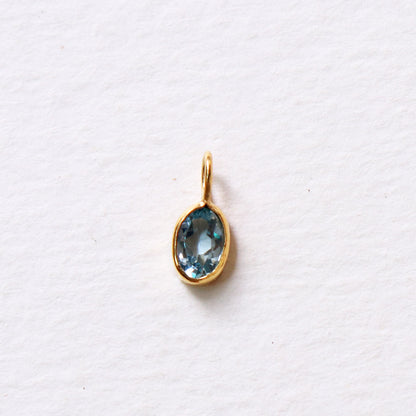 Blue Topaz Charm, 18k Solid Gold Charm, Natural Blue Topaz Charm, Gold Charm, Charm Pendant, Charm Necklace, Handmade Gold Charm