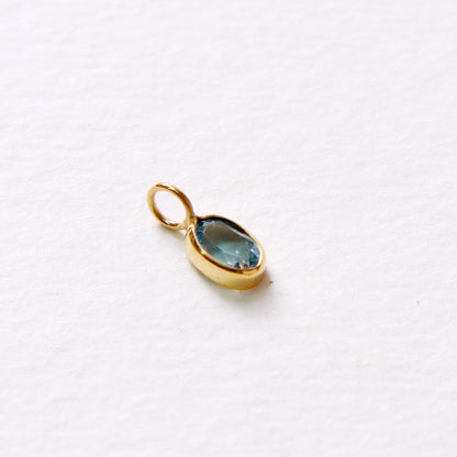 Blue Topaz Charm, 18k Solid Gold Charm, Natural Blue Topaz Charm, Gold Charm, Charm Pendant, Charm Necklace, Handmade Gold Charm