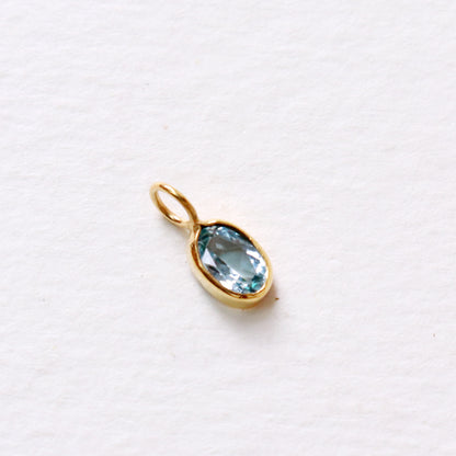 Blue Topaz Charm, 18k Solid Gold Charm, Natural Blue Topaz Charm, Gold Charm, Charm Pendant, Charm Necklace, Handmade Gold Charm