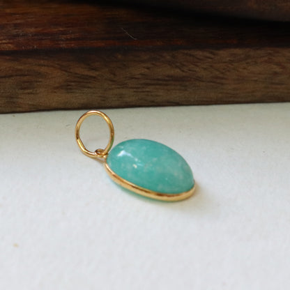 Natural Amazonite Charm, 18k Solid Gold Charm, AA Amazonite Charm, Gold Charm, Charm Pendant, Charm Necklace, Handmade Gold Charm, Gift for Her Charm