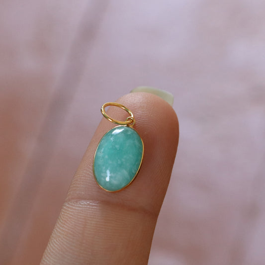 Natural Amazonite Charm, 18k Solid Gold Charm, AA Amazonite Charm, Gold Charm, Charm Pendant, Charm Necklace, Handmade Gold Charm, Gift for Her Charm