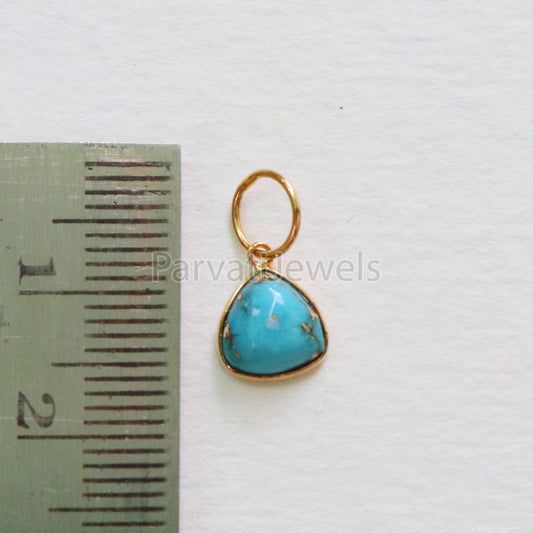 Blue Copper Turquoise Charm, 18K gold charm pendant, Handmade Gold Charm, Blue Turquoise Charm, Turquoise Dainty Charm, Minimalist Pendant