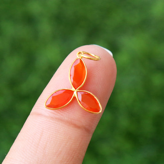 Carnelian Charm, 18k Solid Gold Charm, Natural Carnelian Charm, Gold Charm, Charm Pendant, Charm Necklace, Handmade Gold Charm, Gfit for Her