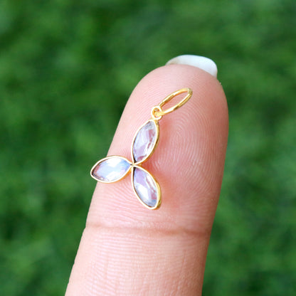 Natural Blue Rainbow Moonstone Charm, 18k Solid Gold Charm, Faceted Moonstone Charm, Gold Charm, Charm Pendant, Charm Necklace, Handmade Gold Charm