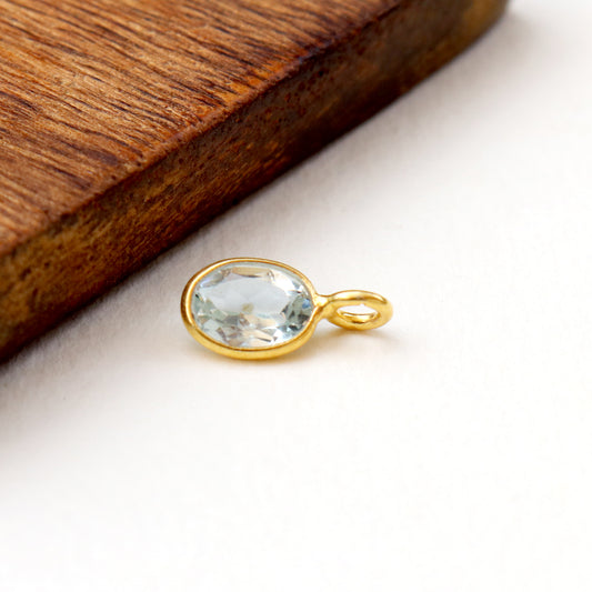 Natural Blue Topaz Charm, 18k Solid Gold Charm, AA Blue Topaz Charm, Gold Charm, Charm Pendant, Charm Necklace, Handmade Gold Charm, Gift For Her Charm