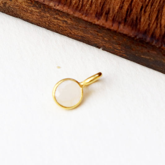 Natural Blue Rainbow Moonstone Charm, 18k Solid Gold Charm, Natural Moonstone Charm, Gold Charm, Charm Pendant, Charm Necklace, Handmade Gold Charm